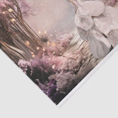 Dame in het wit, lila Cherry Blossoms Portretkunst Tissuepapier (Detail)