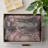 Dame in het wit, lila Cherry Blossoms Portretkunst Tissuepapier (Geschenk)