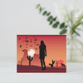 Dame in het woestijnlandschap Dieren silhouette Briefkaart (Staand voorkant)