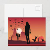 Dame in het woestijnlandschap Dieren silhouette Briefkaart (Voorkant / Achterkant)