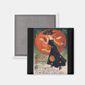  dame in het zwart en Jack o' Lantern Magneet (Voorkant / Achterkant)