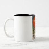 dame in het zwart en Jack o' Lantern Tweekleurige Koffiemok (Links)