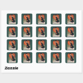  dame in het zwart en Jack o' Lantern Vierkante Sticker (Vel)