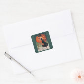  dame in het zwart en Jack o' Lantern Vierkante Sticker (Envelop)