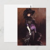 Dame in het zwart met een Briefkaart van Greyhound (Voorkant / Achterkant)