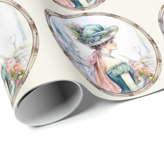 Dame In  Jurk en Pet Cadeaupapier (Rol Hoek)