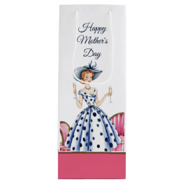 Dame in  kleding Houd twee champagnes cadeau tas Wijn Cadeautas