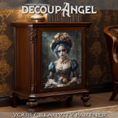 Dame in kostuum met bloemen - Decoupage - Tissuepapier