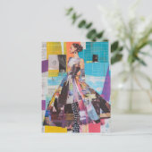 Dame in Mode Mixed Media Collage Briefkaart (Staand voorkant)