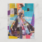 Dame in Mode Mixed Media Collage Briefkaart (Voorkant)