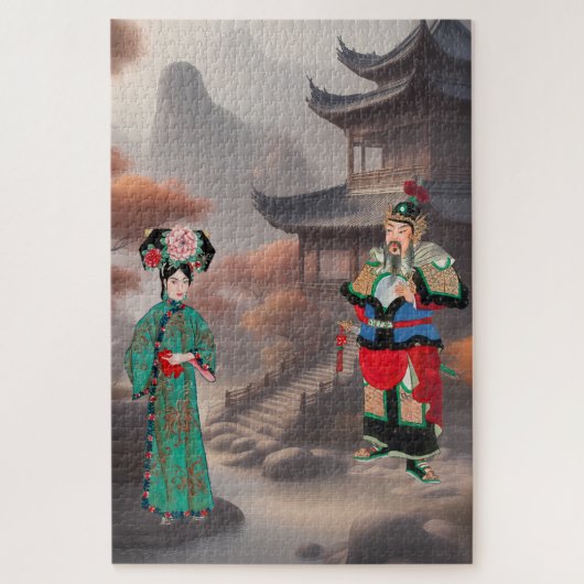 Dame in modern Manchu kostuum Legpuzzel (Verticaal)