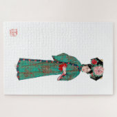 Dame in modern Manchu kostuum Legpuzzel (Horizontaal)
