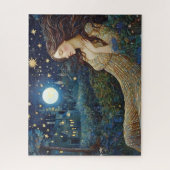  dame in Moonlight Forest Art Nouveau Legpuzzel (Verticaal)