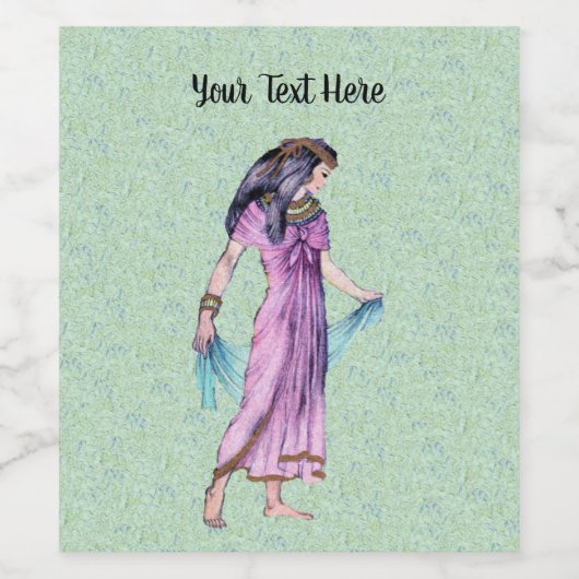 Dame in oude Egyptische kleding met sjaal Wijn Etiket (Enkel label)