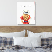 Dame in rode jurk canvas afdruk (Insitu (Slaapkamer))