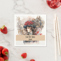 Dame in Rode Valentijn Kiss steampunk waterverf