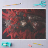 Dame in rode veer en zwarte achtergrond decoupage tissuepapier (Craft)