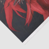 Dame in rode veer en zwarte achtergrond decoupage tissuepapier (Detail)