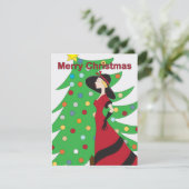 Dame in rode vrolijke kerst Flat Kaart (Staand voorkant)