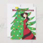 Dame in rode vrolijke kerst Flat Kaart (Voorkant)