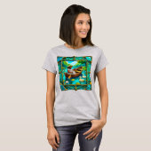 Dame in roeiboot ontsnapt t-shirt (Voorkant volledig)