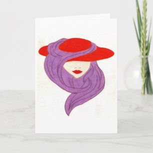 dame in rood pet kaart