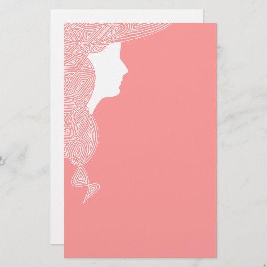 Dame in Roze Briefpapier (Voorkant / Achterkant)