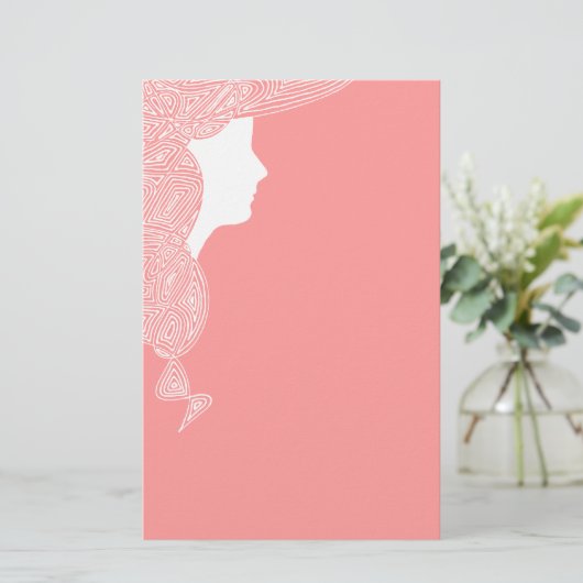 Dame in Roze Briefpapier (Staand voorkant)