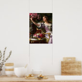 dame in roze Lila dress & Red Rose Canvas Poster (Keuken)