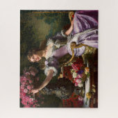 dame in roze Lila dress & Red Rose Legpuzzel (Verticaal)