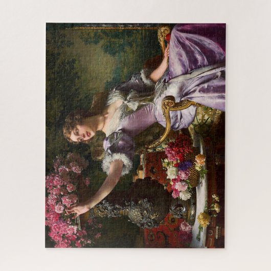  dame in roze Lila dress & Red Rose Legpuzzel (Verticaal)