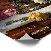  dame in roze Lila dress & Red Rose Poster (Hoek)