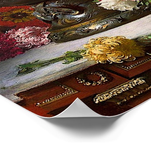  dame in roze Lila dress & Red Rose Poster (Hoek)