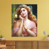  dame in roze met gele rozen canvas afdruk (Insitu (Woonkamer))