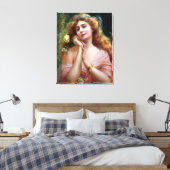  dame in roze met gele rozen canvas afdruk (Insitu (Slaapkamer))