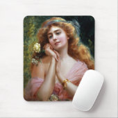 dame in roze met gele rozen muismat (Met muis)