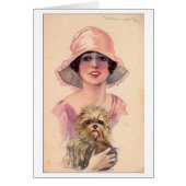 dame in roze met hond, (Voorkant)