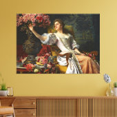 dame in roze Oranje dress & roze Rose Canvas Afdruk (Insitu (Woonkamer))