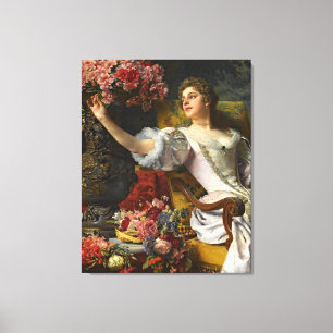  dame in roze Oranje dress & roze Rose Canvas Afdruk