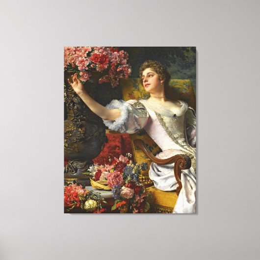  dame in roze Oranje dress & roze Rose Canvas Afdruk (Voorkant)