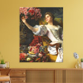  dame in roze Oranje dress & roze Rose Canvas Afdruk (Insitu (Woonkamer))