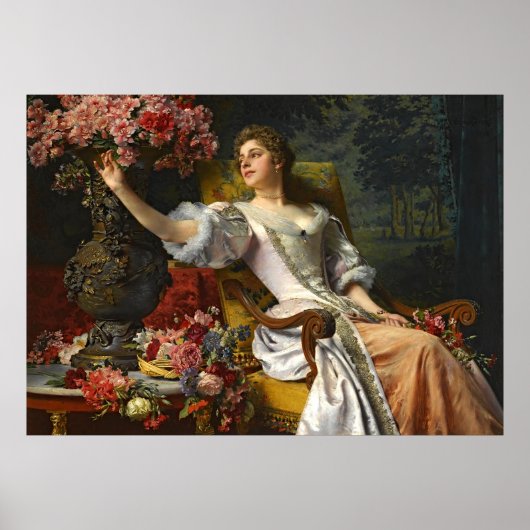  dame in roze Oranje dress & roze Rose Poster (Voorkant)