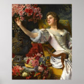  dame in roze Oranje dress & roze Rose Poster (Voorkant)