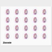 Dame in Roze Ronde Sticker (Vel)
