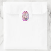 Dame in Roze Ronde Sticker (Tas)