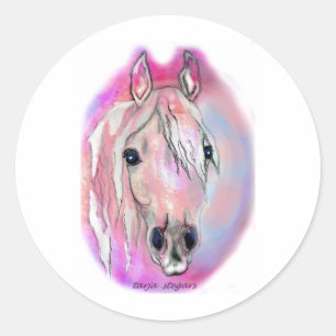 Dame in Roze Ronde Sticker