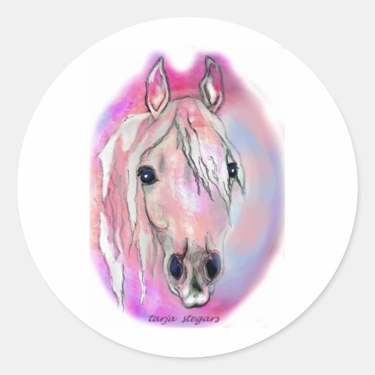 Dame in Roze Ronde Sticker (Voorkant)