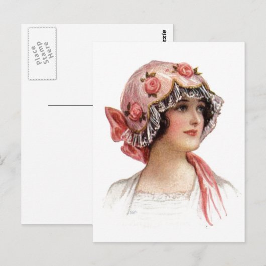 dame in Silk Flowered Bonnet Briefkaart (Voorkant / Achterkant)