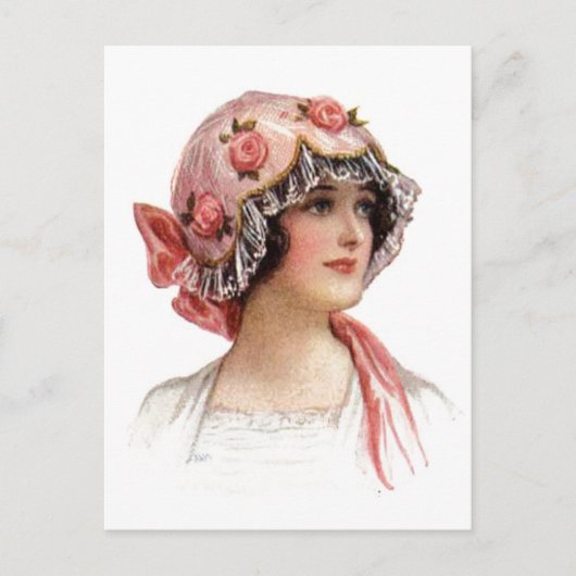 dame in Silk Flowered Bonnet Briefkaart (Voorkant)