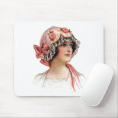  dame in Silk Flowered Bonnet Muismat (Met muis)